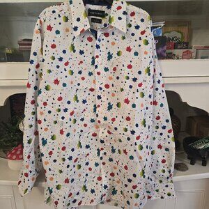 Paul Fredrick Men's Splatter Long-Sleeve Shirt - Size Large